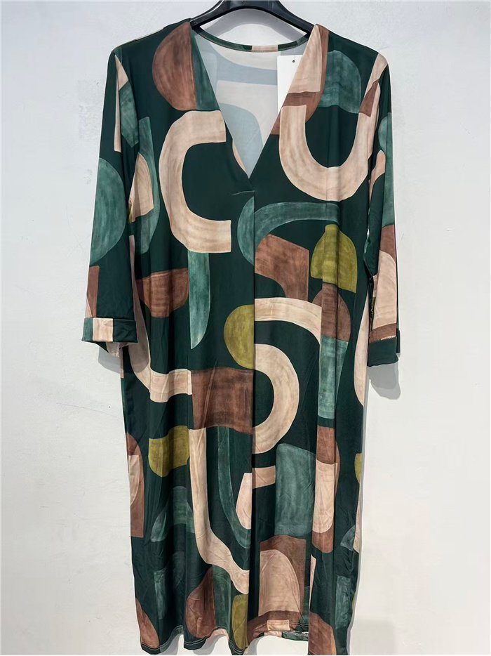 Vestido lycra estampado geométrico talla grande