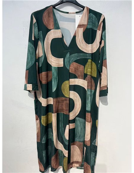 Vestido lycra estampado geométrico talla grande