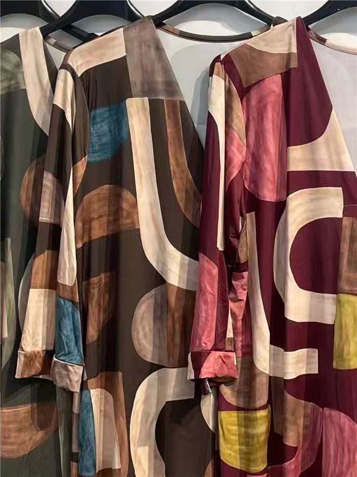 Vestido lycra estampado geométrico talla grande