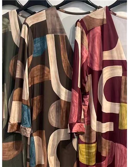 Vestido lycra estampado geométrico talla grande