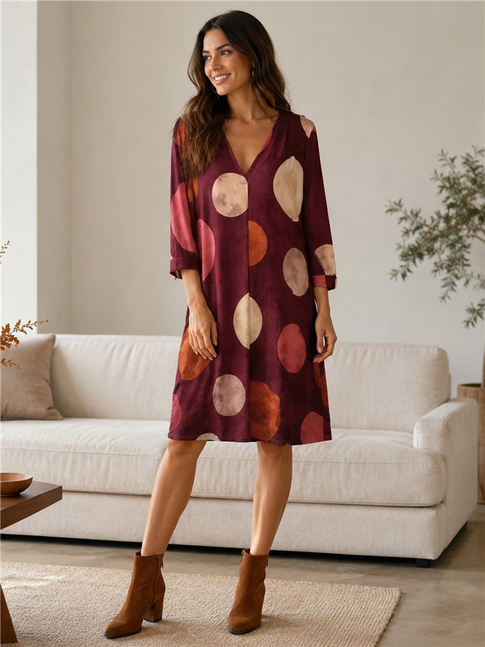 Vestido lycra estampado lunares talla grande