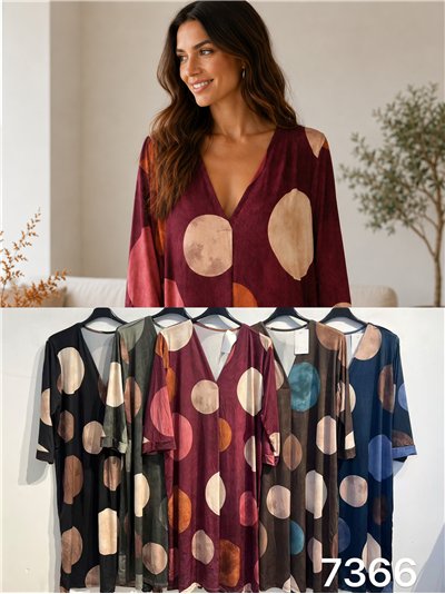 Vestido lycra estampado lunares talla grande 2