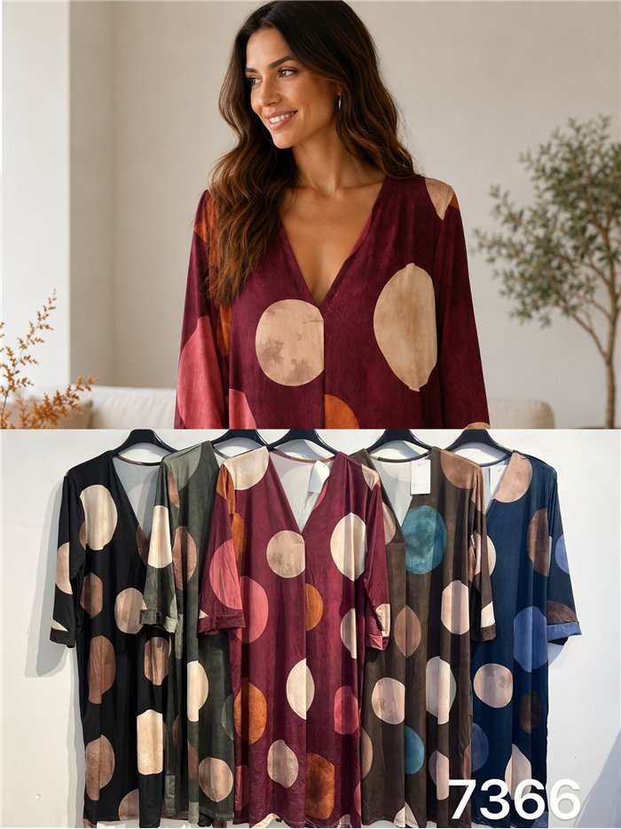 Vestido lycra estampado lunares talla grande