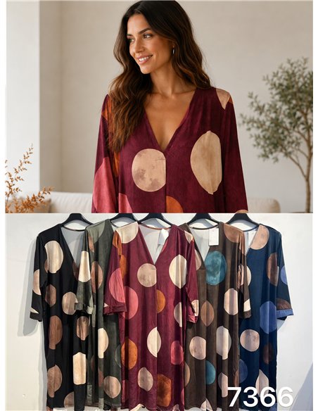 Vestido lycra estampado lunares talla grande