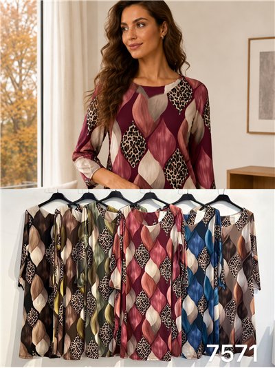 Vestido lycra amplio estampado leopardo 2