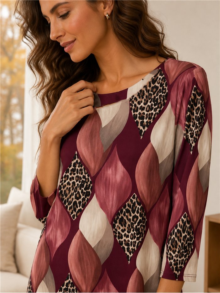 Vestido lycra amplio estampado leopardo