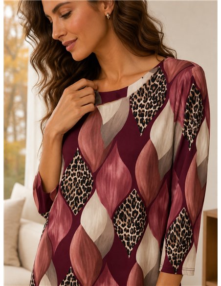Vestido lycra amplio estampado leopardo