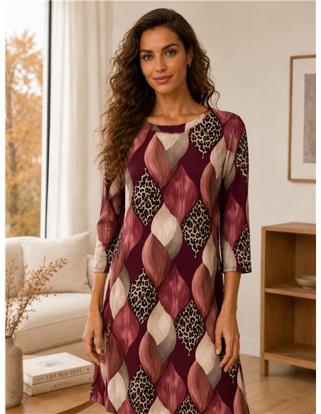 Vestido lycra amplio estampado leopardo