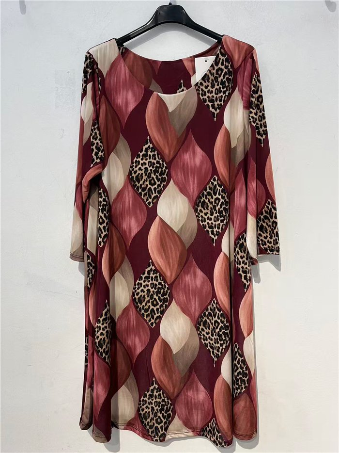 Vestido lycra amplio estampado leopardo