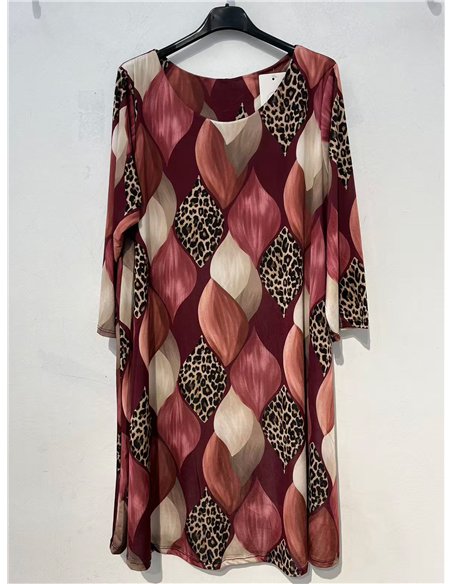 Vestido lycra amplio estampado leopardo