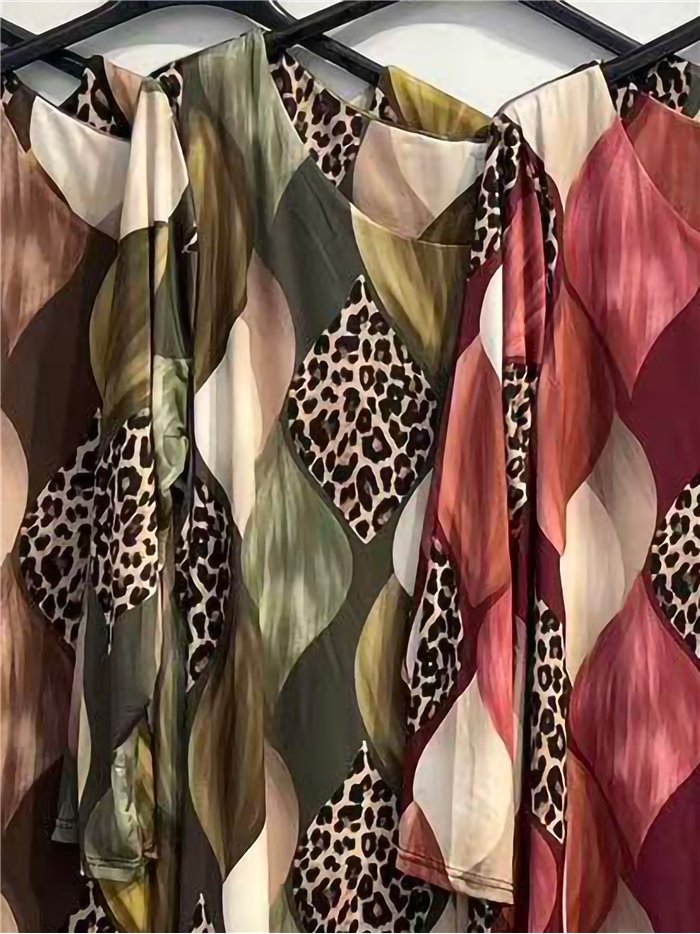 Vestido lycra amplio estampado leopardo