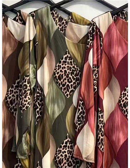 Vestido lycra amplio estampado leopardo