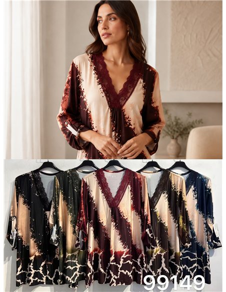 Blusa estampada encaje talla grande