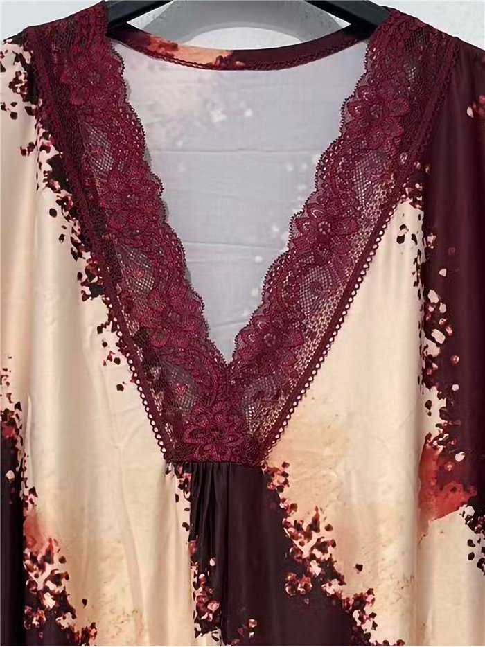 Blusa estampada encaje talla grande