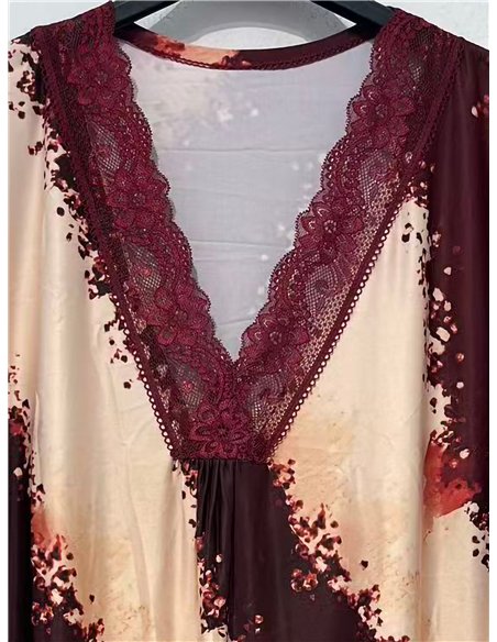 Blusa estampada encaje talla grande