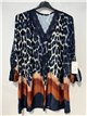 Blusa estampada leopardo encaje talla grande