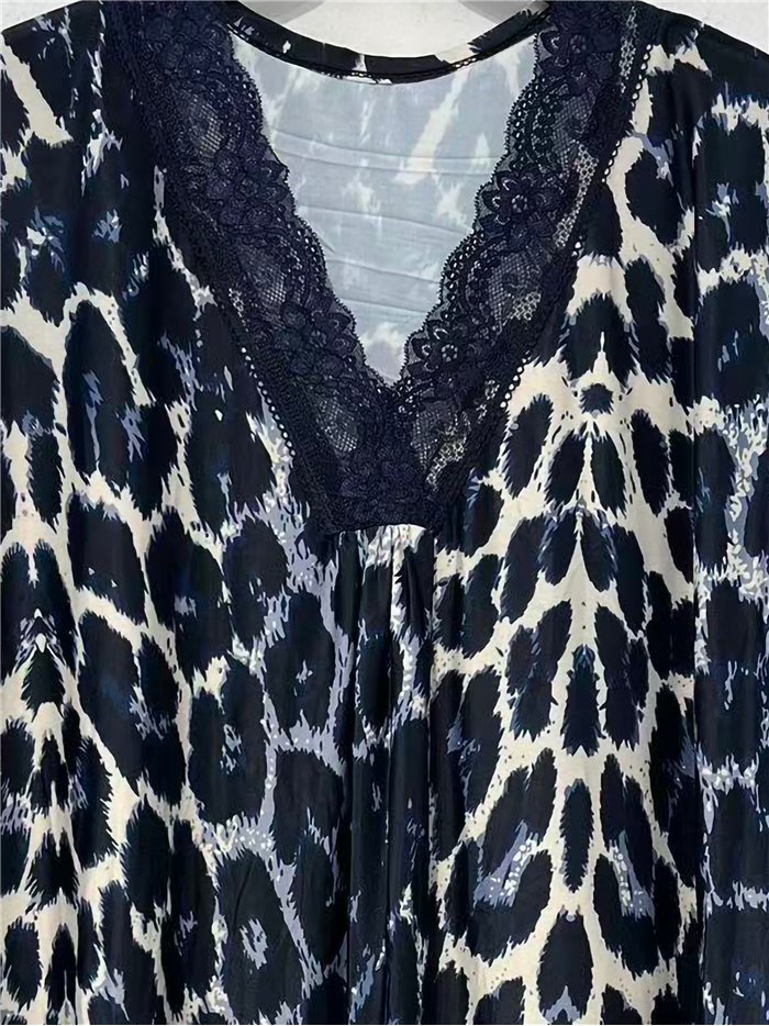 Blusa estampada leopardo encaje talla grande