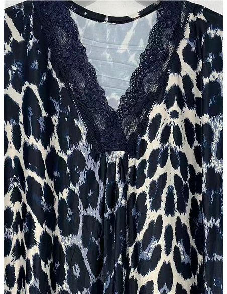Blusa estampada leopardo encaje talla grande