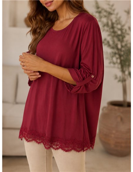 Blusa lisa encaje talla grande