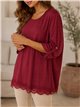 Blusa lisa encaje talla grande