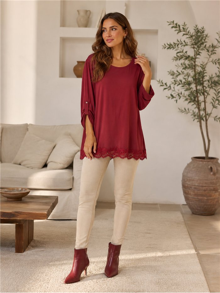 Blusa lisa encaje talla grande