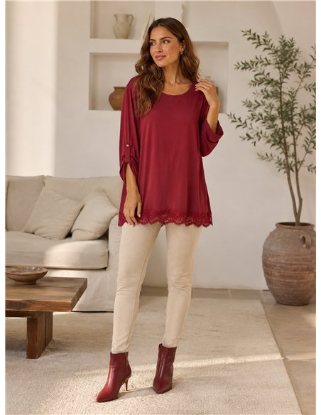 Blusa lisa encaje talla grande