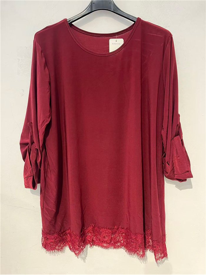 Blusa lisa encaje talla grande