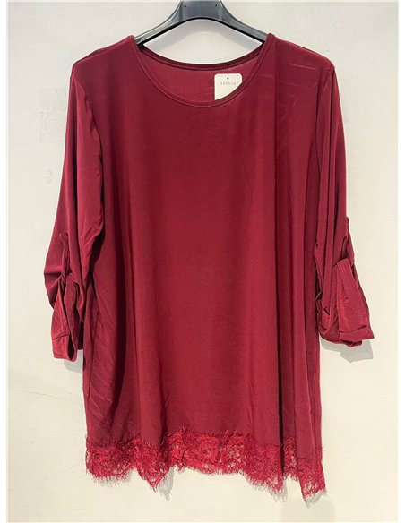 Blusa lisa encaje talla grande