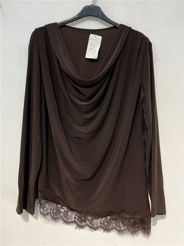 Blusa drapeada asimétrica encaje talla grande