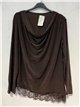 Blusa drapeada asimétrica encaje talla grande