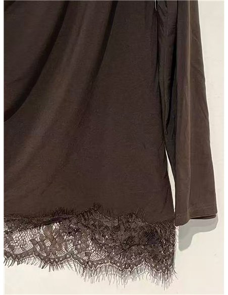 Blusa drapeada asimétrica encaje talla grande