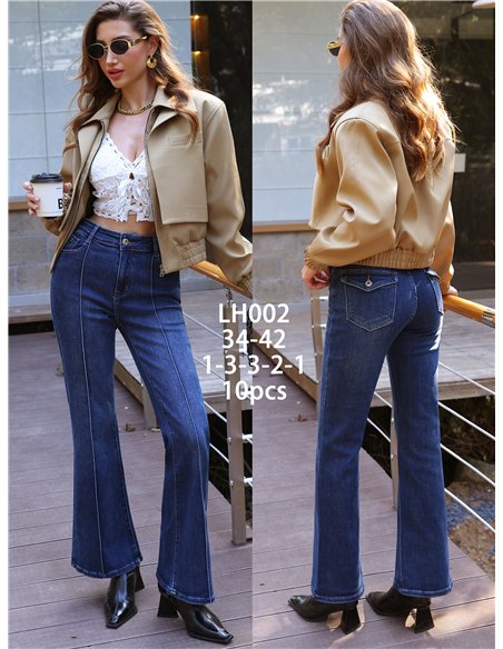 Jeans flare costura frontal