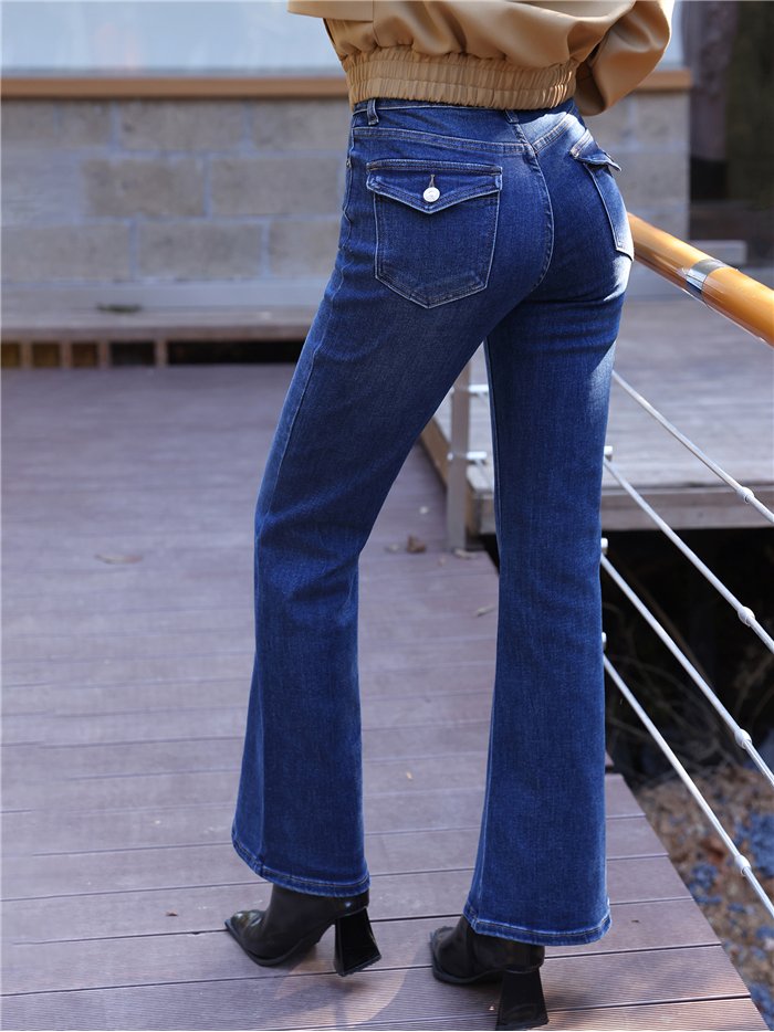 Jeans flare costura frontal