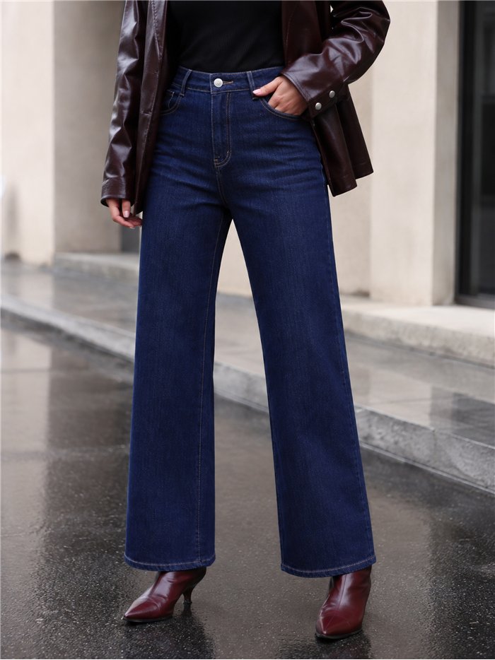 Jeans wide leg azul índigo