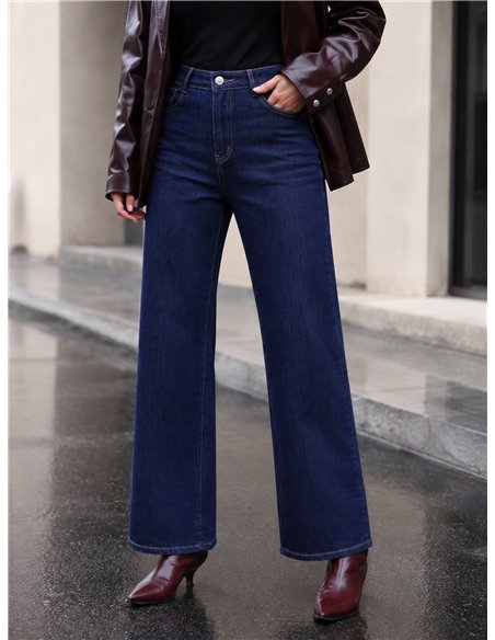Jeans wide leg azul índigo