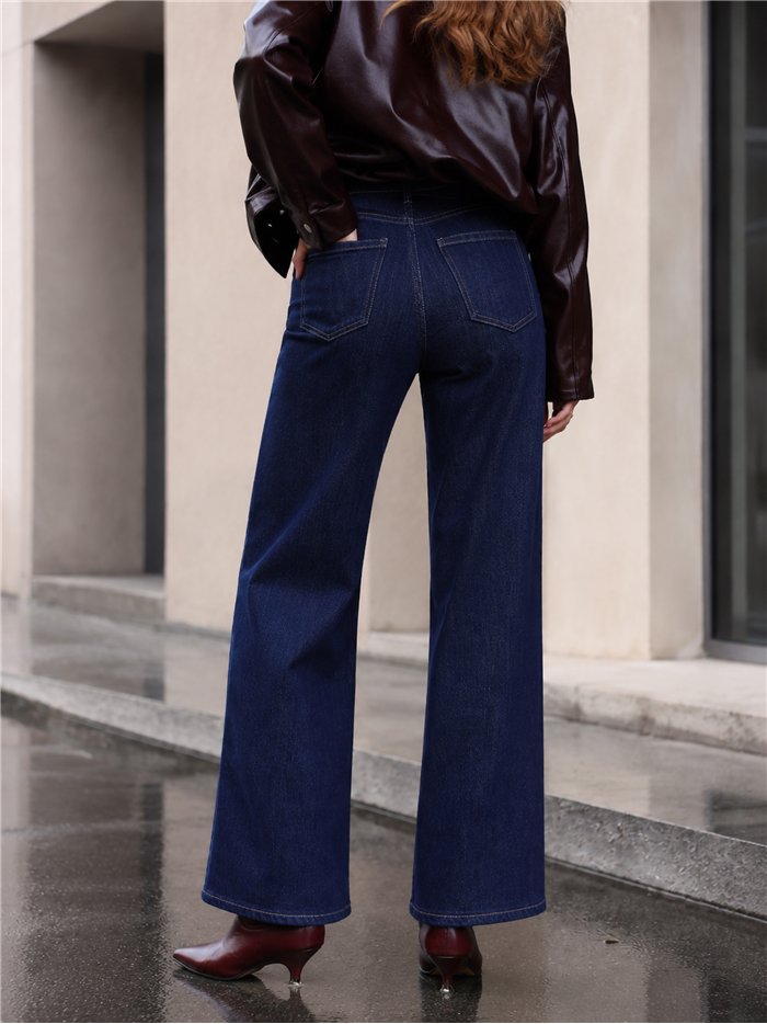 Jeans wide leg azul índigo
