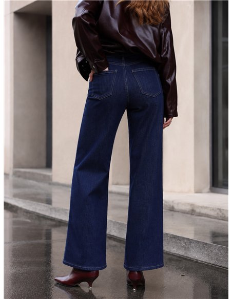 Jeans wide leg azul índigo