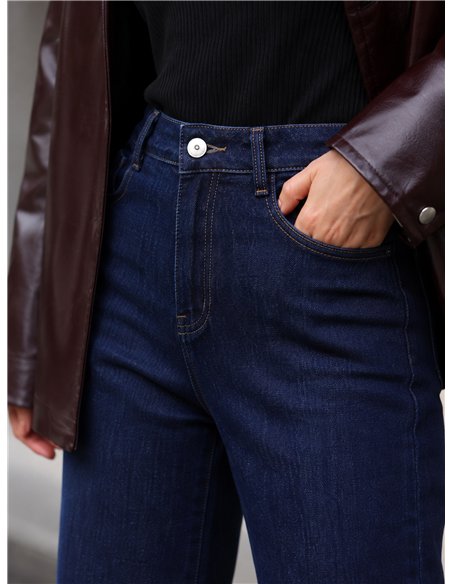 Jeans wide leg azul índigo