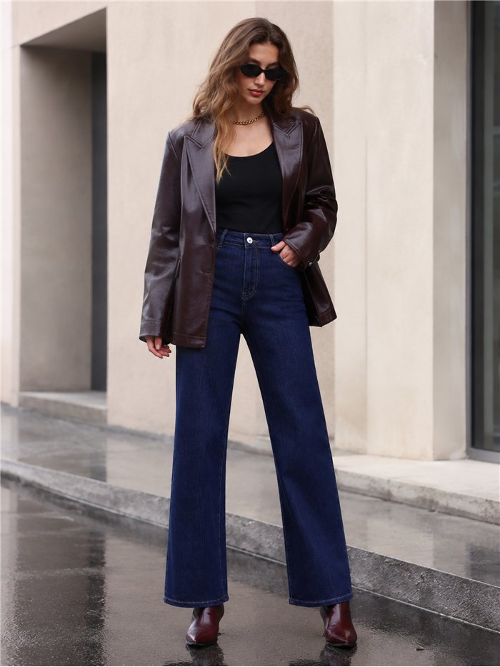 Jeans wide leg azul índigo