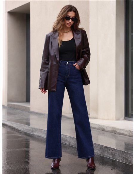 Jeans wide leg azul índigo
