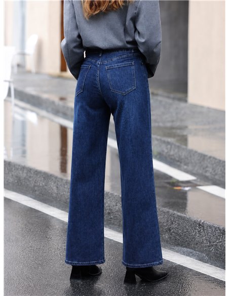 Jeans wide leg azul