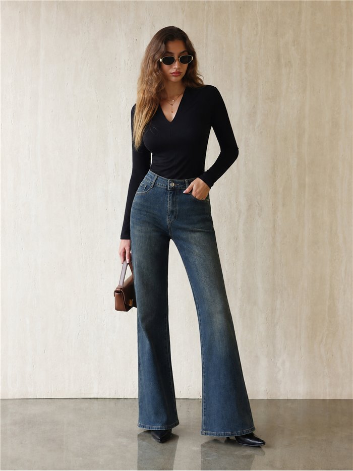 Jeans flare lavado azul