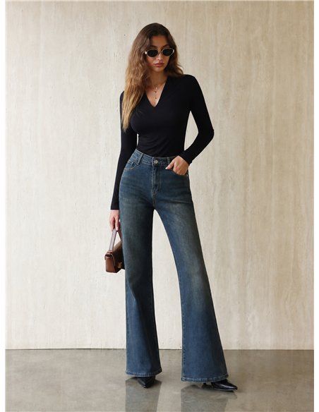 Jeans flare lavado azul