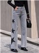 Jean gris à jambes larges brodé d'étoiles patchwork
