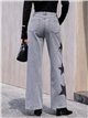 Jean gris à jambes larges brodé d'étoiles patchwork