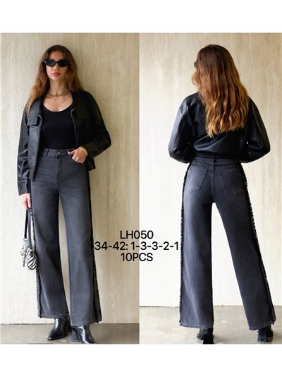 Jeans wide leg flecos laterales 2