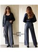 Jeans a gamba larga con frange laterali