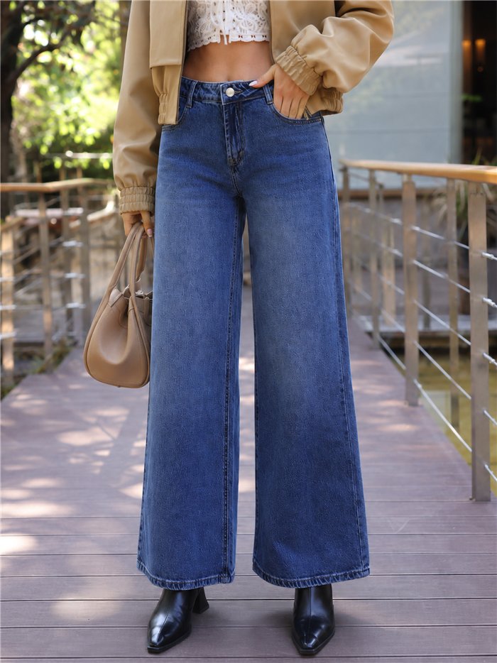 Jeans wide leg estrella trasera