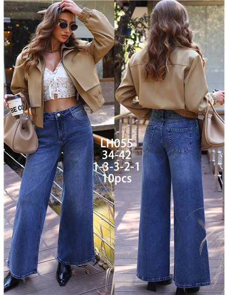 Jeans wide leg estrella trasera
