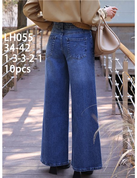 Jeans wide leg estrella trasera